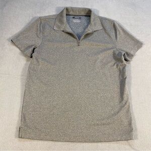 Alfani Men’s Gray Short Sleeves, 1/4 zipper Polo Shirt, size M